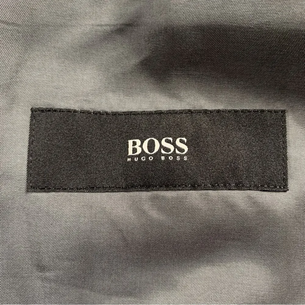 Boss Hugo Boss Grand Central Sport Coat 44L Gray Textured Wool Jacket Blazer